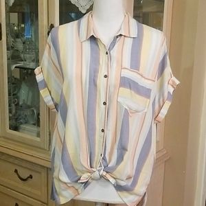 A.n.a.  Petite Large Belle Stripe Top